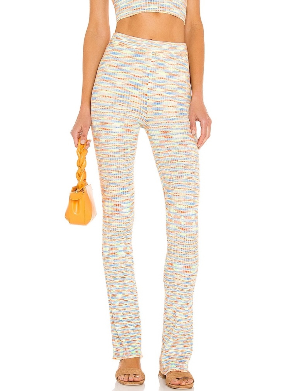 Lovers + Friends Mara Knit High-Rise Flare Stretch Pants XS